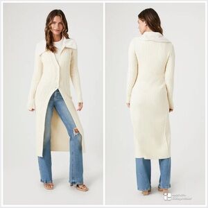 Forever 21 Cream Maxi Cardigan Sweater